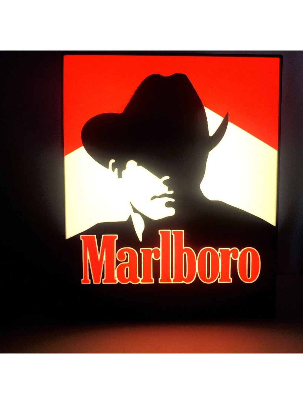 Marlboro Man Vintage Style LED Light Box - 8x9 USB Powered Sign with Dimmer